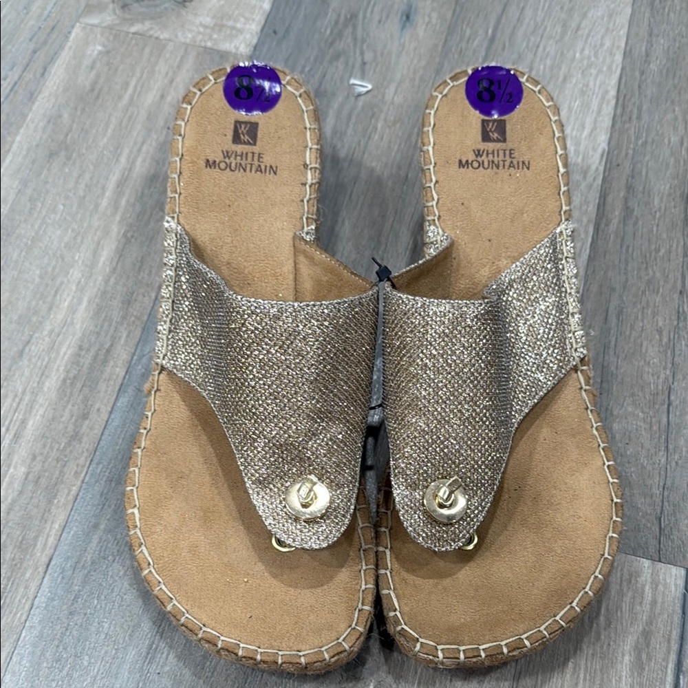 White Mountain Tan Sandals with Cushioned Footbed